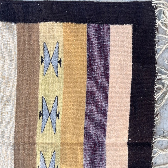 Vintage Woven Runner Rug Geometric Southwestern design flat weave - Picture 7 of 9